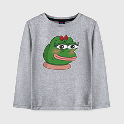 Лонгслив хлопковый детский Лягушка Пепе девочка, цвет: меланж