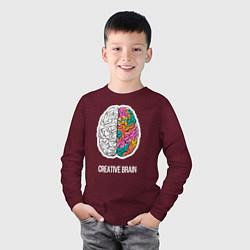 Лонгслив хлопковый детский Creative Brain, цвет: меланж-бордовый — фото 2