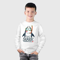 Лонгслив хлопковый детский Сумасшедший акуламен, цвет: белый — фото 2