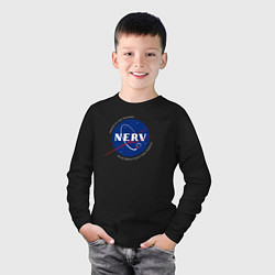 Лонгслив хлопковый детский NASA NERV, цвет: черный — фото 2