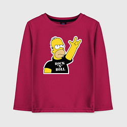 Лонгслив хлопковый детский Гомер Симпсон - Rock n Roll, цвет: маджента
