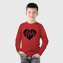 Лонгслив хлопковый детский Кардиограмма сердца, цвет: красный — фото 2