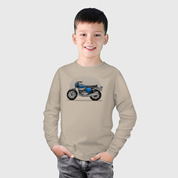 Лонгслив хлопковый детский Синий классический мотоицкл, цвет: миндальный — фото 2
