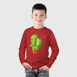 Лонгслив хлопковый детский Любовь и кактусы, цвет: красный — фото 2
