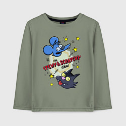 Лонгслив хлопковый детский Симпсоны - шоу Щекотки и Царапки, цвет: авокадо