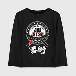 Лонгслив хлопковый детский Brazilian splashes Jiu jitsu logo, цвет: черный