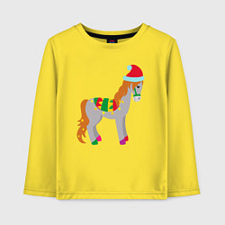 Лонгслив хлопковый детский Праздничная лошадкa, цвет: желтый