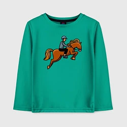 Лонгслив хлопковый детский Наездник на лошади, цвет: зеленый