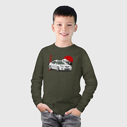 Лонгслив хлопковый детский Mazda 3 bk JDM Retro, цвет: меланж-хаки — фото 2
