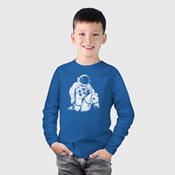 Лонгслив хлопковый детский Космонавт на коне, цвет: синий — фото 2