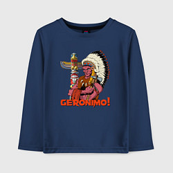 Лонгслив хлопковый детский Суровый индеец, цвет: тёмно-синий