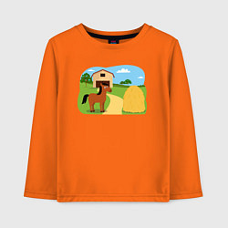 Лонгслив хлопковый детский Лошадка на ферме, цвет: оранжевый