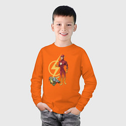 Лонгслив хлопковый детский Флэш и его черепаха DC Лига Суперпитомцы, цвет: оранжевый — фото 2