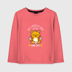 Лонгслив хлопковый детский Yoga - Cat, цвет: коралловый