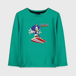 Лонгслив хлопковый детский Sonic - hedgehog - skateboarding, цвет: зеленый