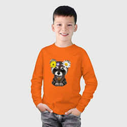 Лонгслив хлопковый детский Мир - Енот, цвет: оранжевый — фото 2