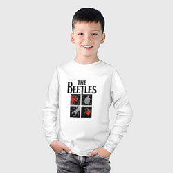 Лонгслив хлопковый детский The Beatles - Жуки, цвет: белый — фото 2