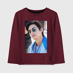 Лонгслив хлопковый детский Тигренок Ви, цвет: меланж-бордовый