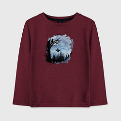 Лонгслив хлопковый детский Лисичка на качелях, цвет: меланж-бордовый