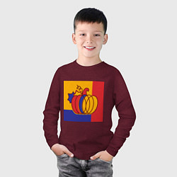 Лонгслив хлопковый детский Тыква трехцветная винтаж, цвет: меланж-бордовый — фото 2