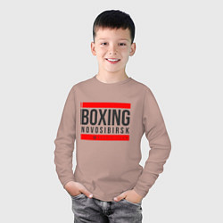Лонгслив хлопковый детский Novosibirsk boxing team, цвет: пыльно-розовый — фото 2
