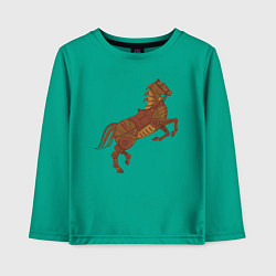 Лонгслив хлопковый детский Стимпанк-лошадь, цвет: зеленый