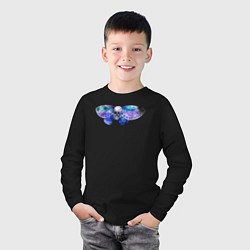 Лонгслив хлопковый детский Череп - бабочка, цвет: черный — фото 2