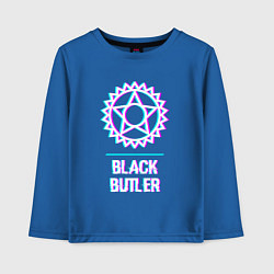 Лонгслив хлопковый детский Символ Black Butler в стиле glitch, цвет: синий
