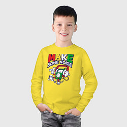 Лонгслив хлопковый детский Плеер с наушниками, цвет: желтый — фото 2