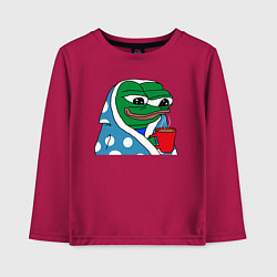 Лонгслив хлопковый детский Frog Pepe мем, цвет: маджента