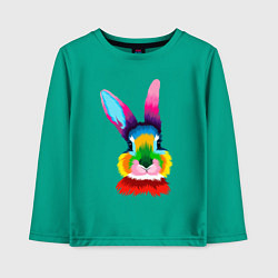 Лонгслив хлопковый детский Радужный кролик, цвет: зеленый