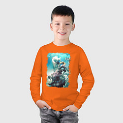 Лонгслив хлопковый детский Кафка и Кикору - Кайдзю номер 8, цвет: оранжевый — фото 2