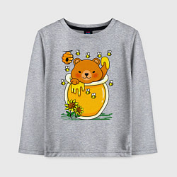 Лонгслив хлопковый детский Медвежонок в баночке меда, цвет: меланж