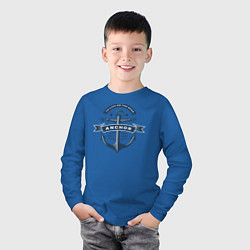 Лонгслив хлопковый детский Винтажный Морской Якорь, цвет: синий — фото 2
