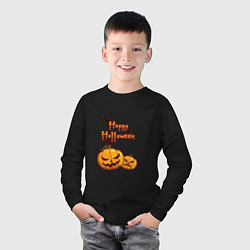 Лонгслив хлопковый детский Счастливого Хэллоуина, цвет: черный — фото 2
