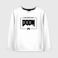 Детский лонгслив Doom gaming champion: рамка с лого и джойстиком