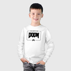 Лонгслив хлопковый детский Doom gaming champion: рамка с лого и джойстиком, цвет: белый — фото 2