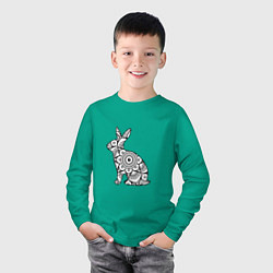 Лонгслив хлопковый детский Узорный кролик, цвет: зеленый — фото 2