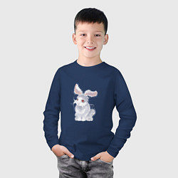 Лонгслив хлопковый детский Пушистый кролик, цвет: тёмно-синий — фото 2