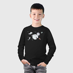 Лонгслив хлопковый детский Белые медведи в космосе, цвет: черный — фото 2