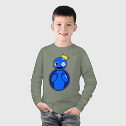 Лонгслив хлопковый детский Радужные друзья: Синий персонаж, цвет: авокадо — фото 2