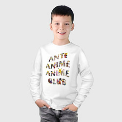Лонгслив хлопковый детский Anti anime club, цвет: белый — фото 2