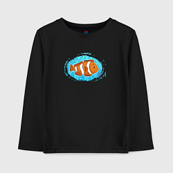 Лонгслив хлопковый детский Мультяшная рыба-клоун, цвет: черный