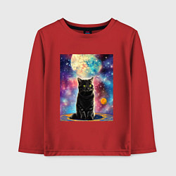 Лонгслив хлопковый детский Космо-котик, цвет: красный