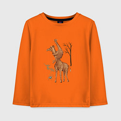 Лонгслив хлопковый детский Жирафы и паук, цвет: оранжевый
