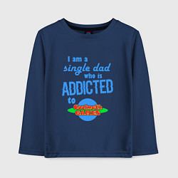 Лонгслив хлопковый детский I am a single Dad who is addicted to Cool Math Gam, цвет: тёмно-синий