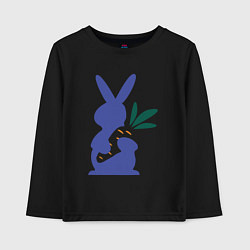 Лонгслив хлопковый детский Синий кролик, цвет: черный