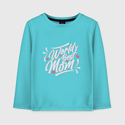Лонгслив хлопковый детский Люблю тебя мамуля, цвет: бирюзовый