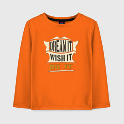 Лонгслив хлопковый детский Dream it, Wish it, Do it, цвет: оранжевый