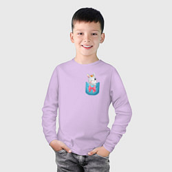 Лонгслив хлопковый детский Зайка в кармане, цвет: лаванда — фото 2